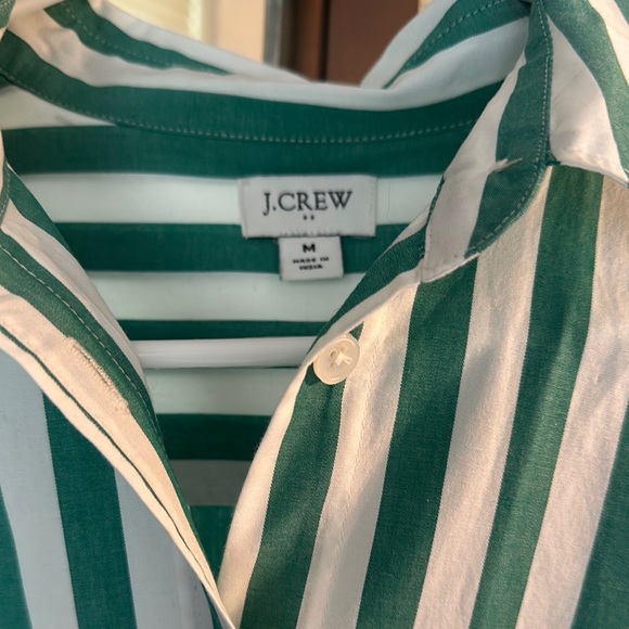J.Crew Green and White Striped Shirt - Picture 2 of 3